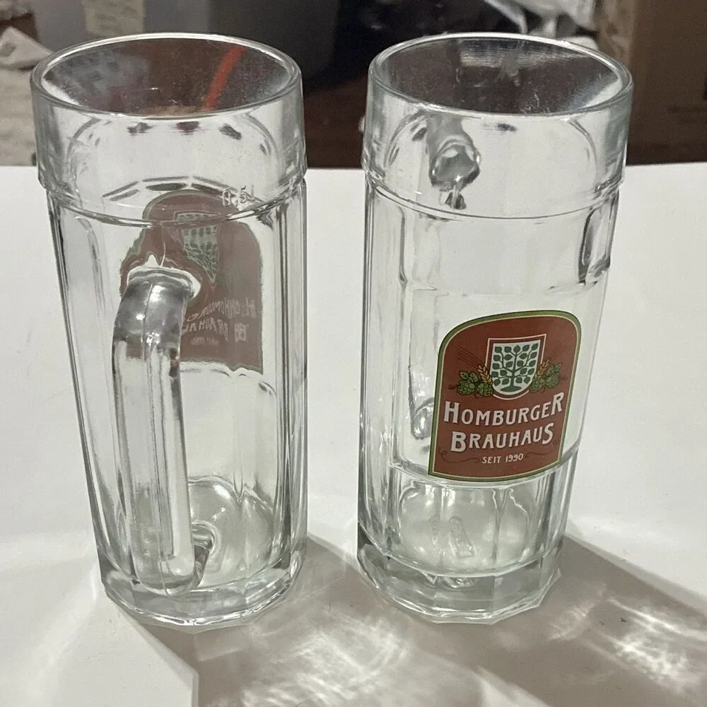 Homburger Brauhaus German Beer Mug Pair 0.5L Rastal Glass Steins Seit 1990